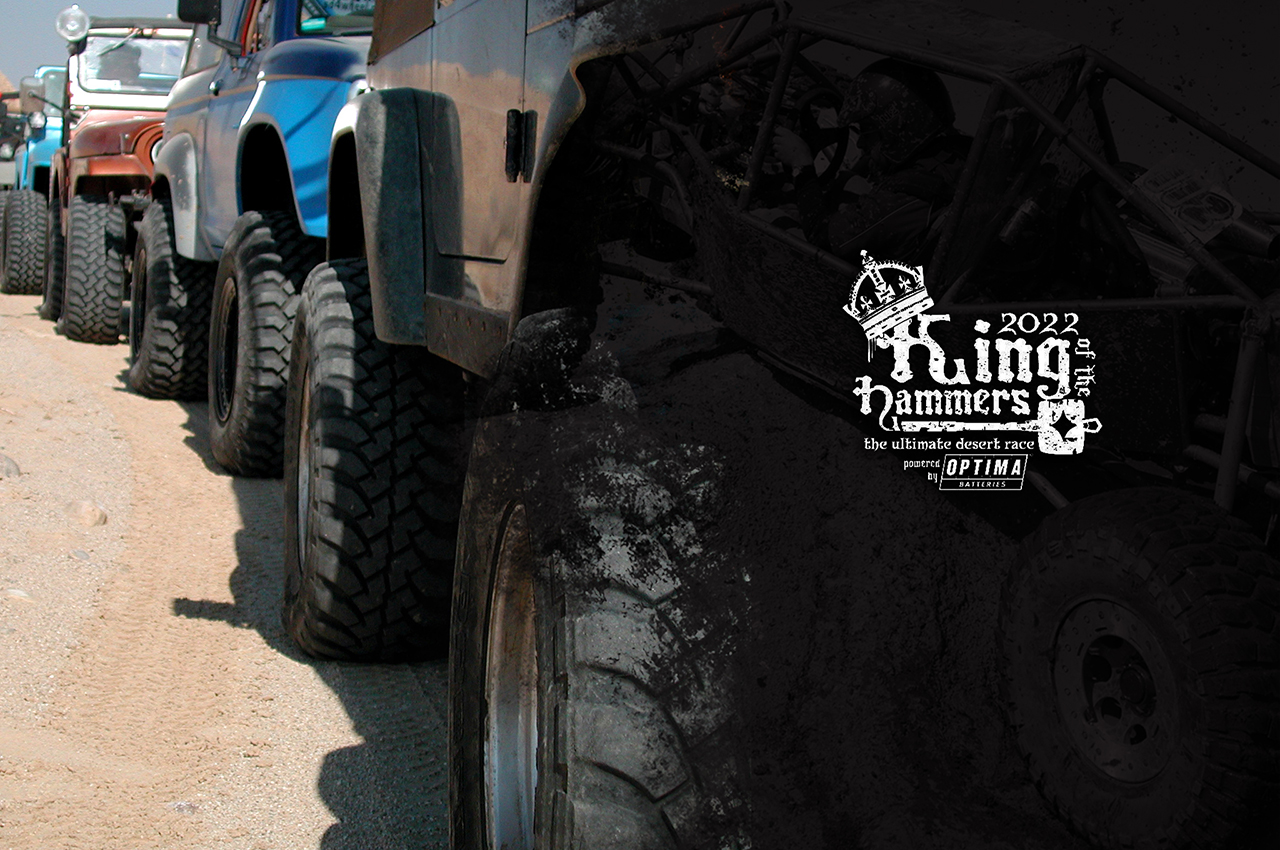 Five jeeps in a row on offroad trail. Taken at truck haven near Salton City, California.