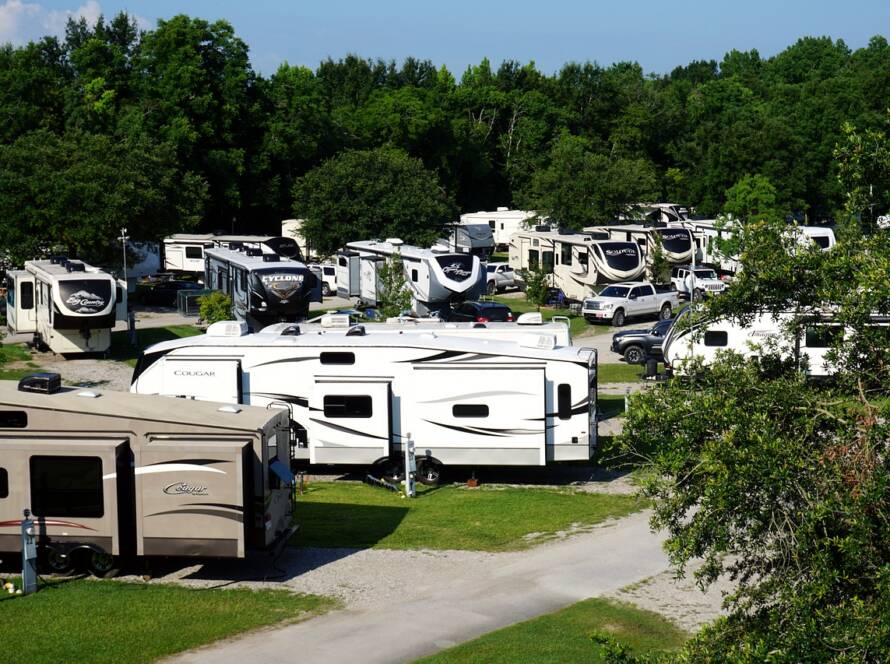 Elevated view of RV Campground