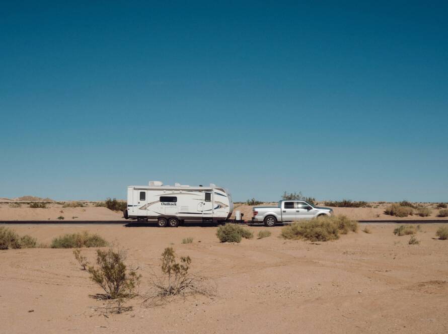 Camper Trailer in the hot sun