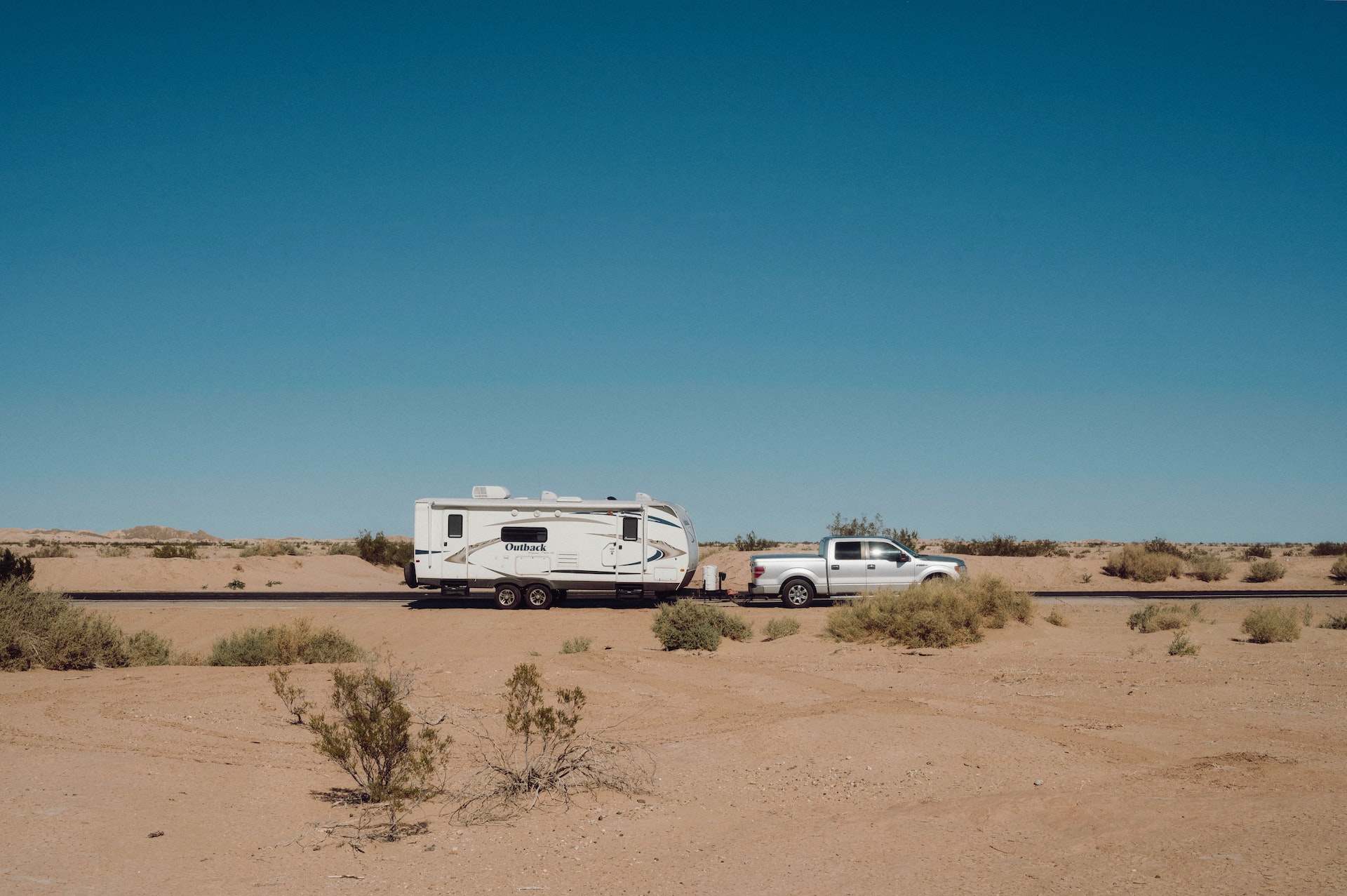 Camper Trailer in the hot sun