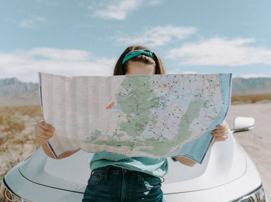 Girl looking at map