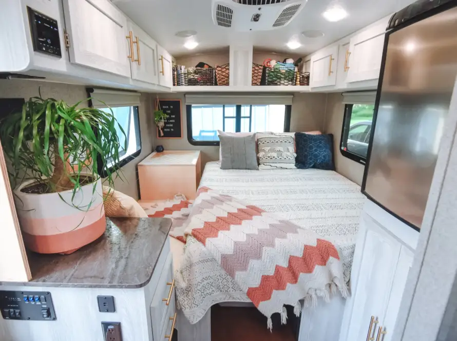 Nicely decorated RV interior.